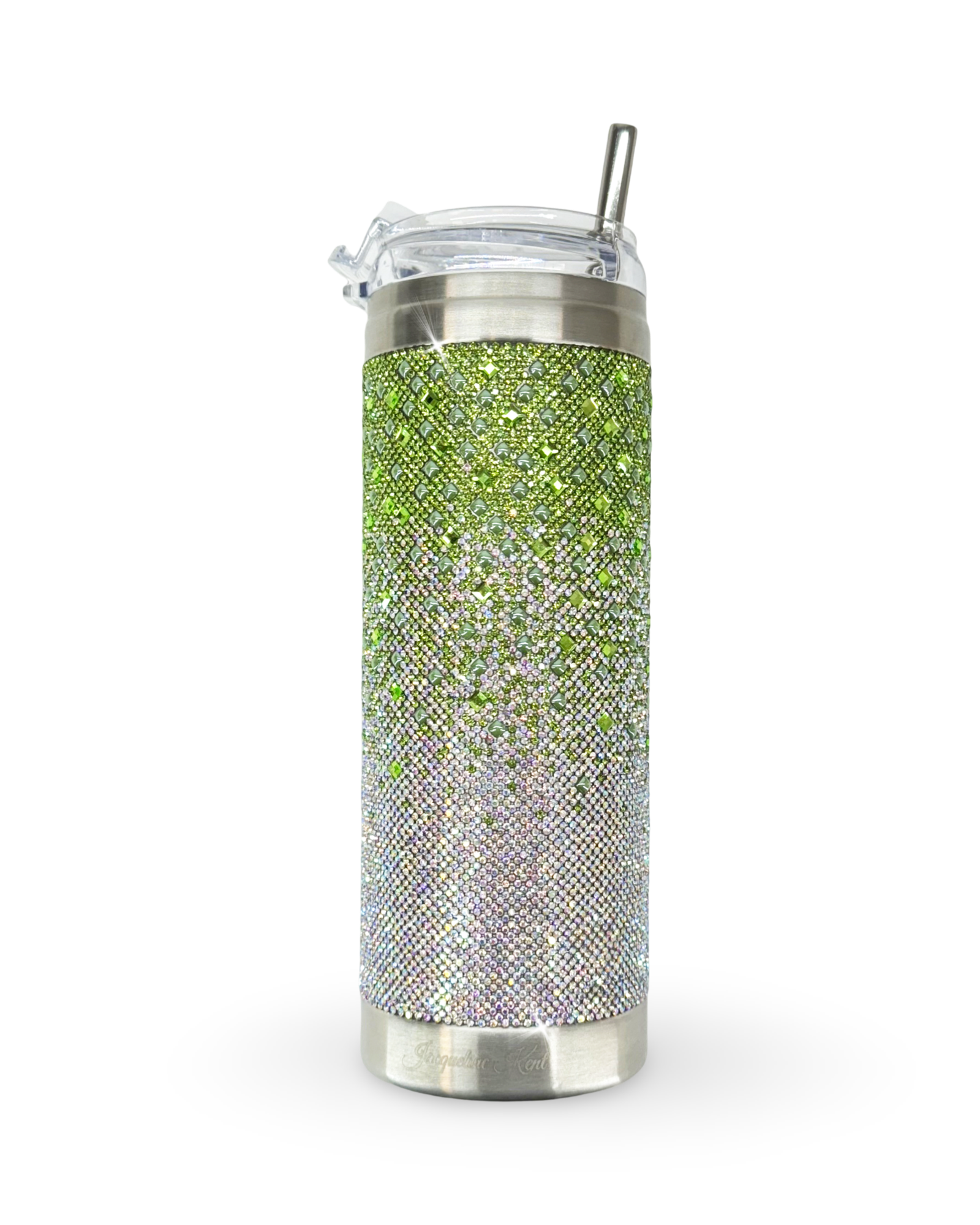 Gobelet en acier inoxydable 590 ml orné de cristaux – Vert ombré