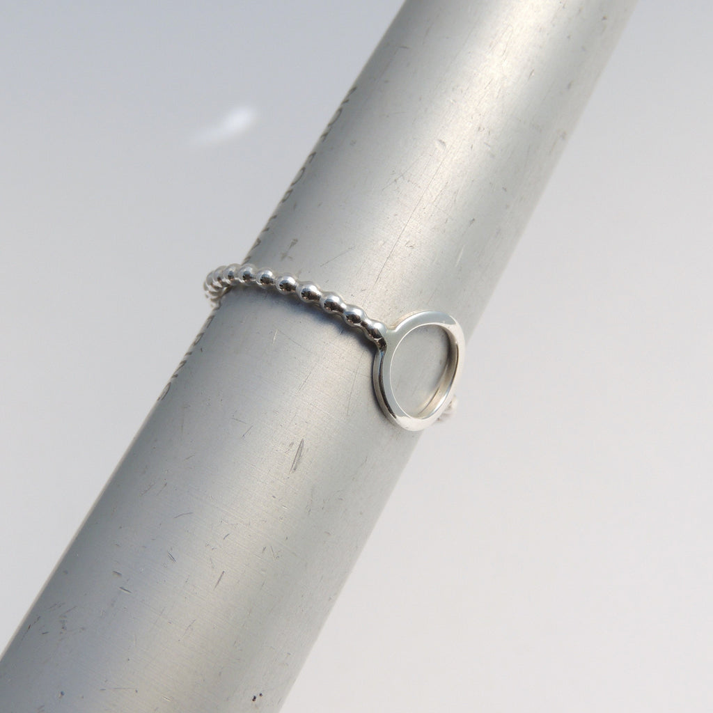 Sterling Silver Open Circle Ring Beaded Band