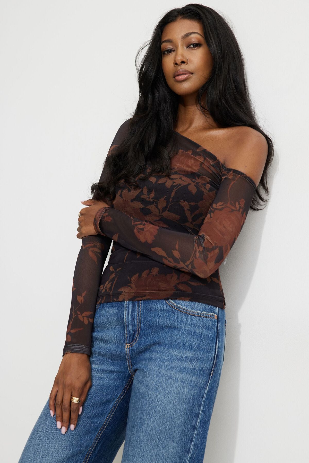 Kat Single Shoulder Mesh Top