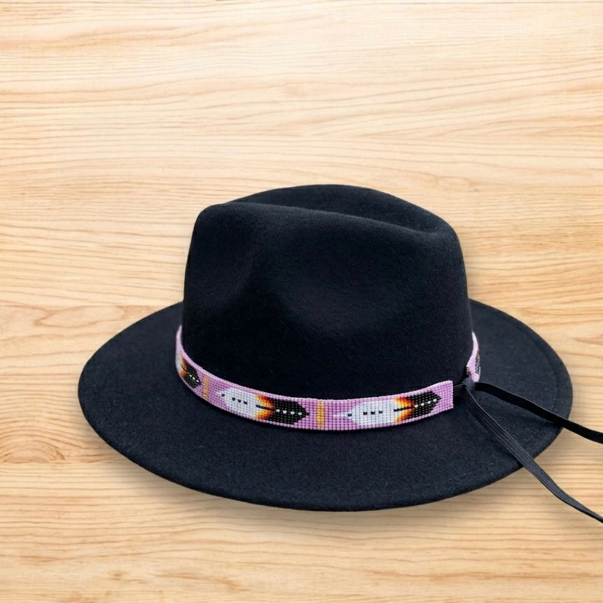 Pink Handmade Beaded Hatband