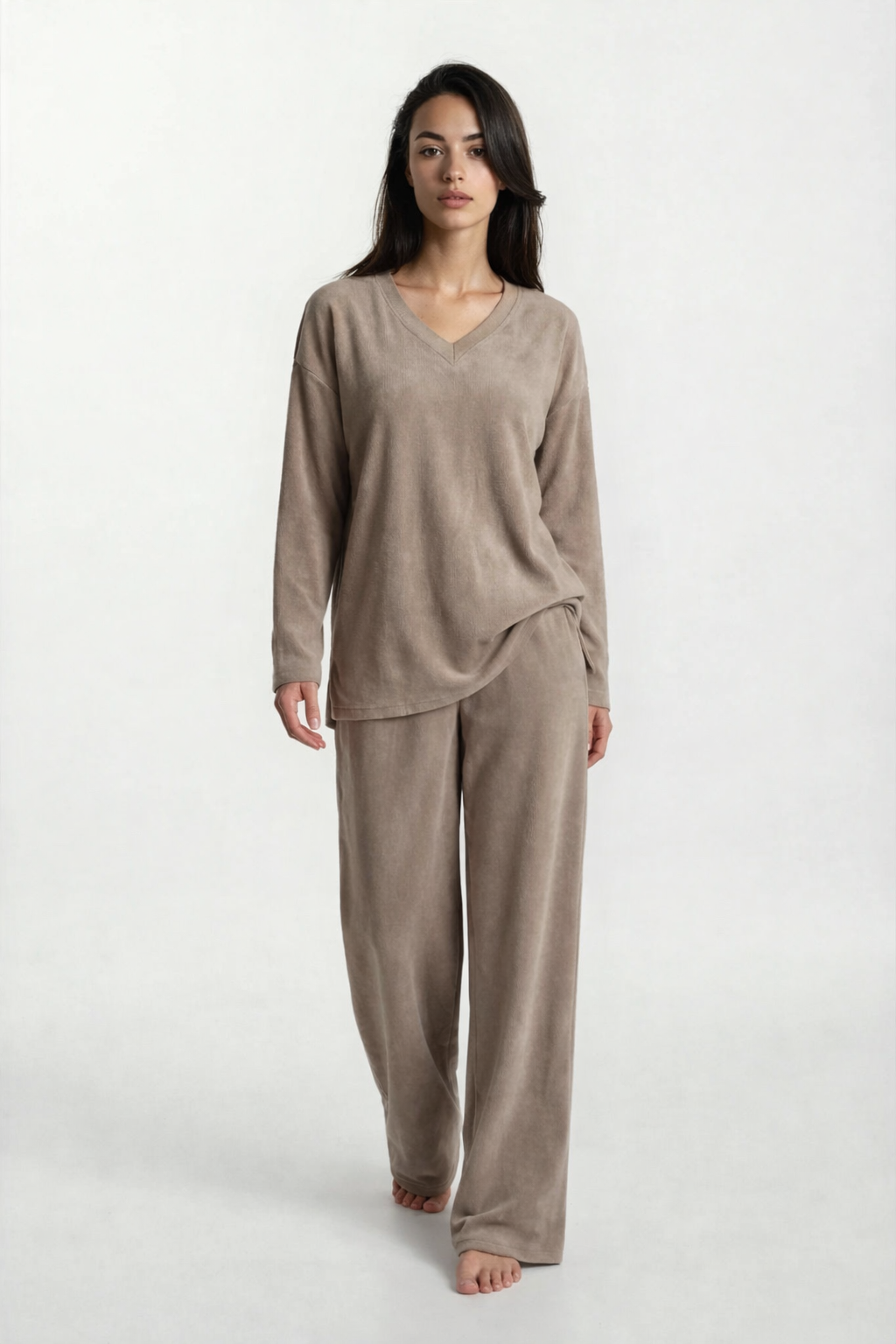 Terry & Co. - Relaxed French Terry Matching Lounge Set For Women 2PC In Latte