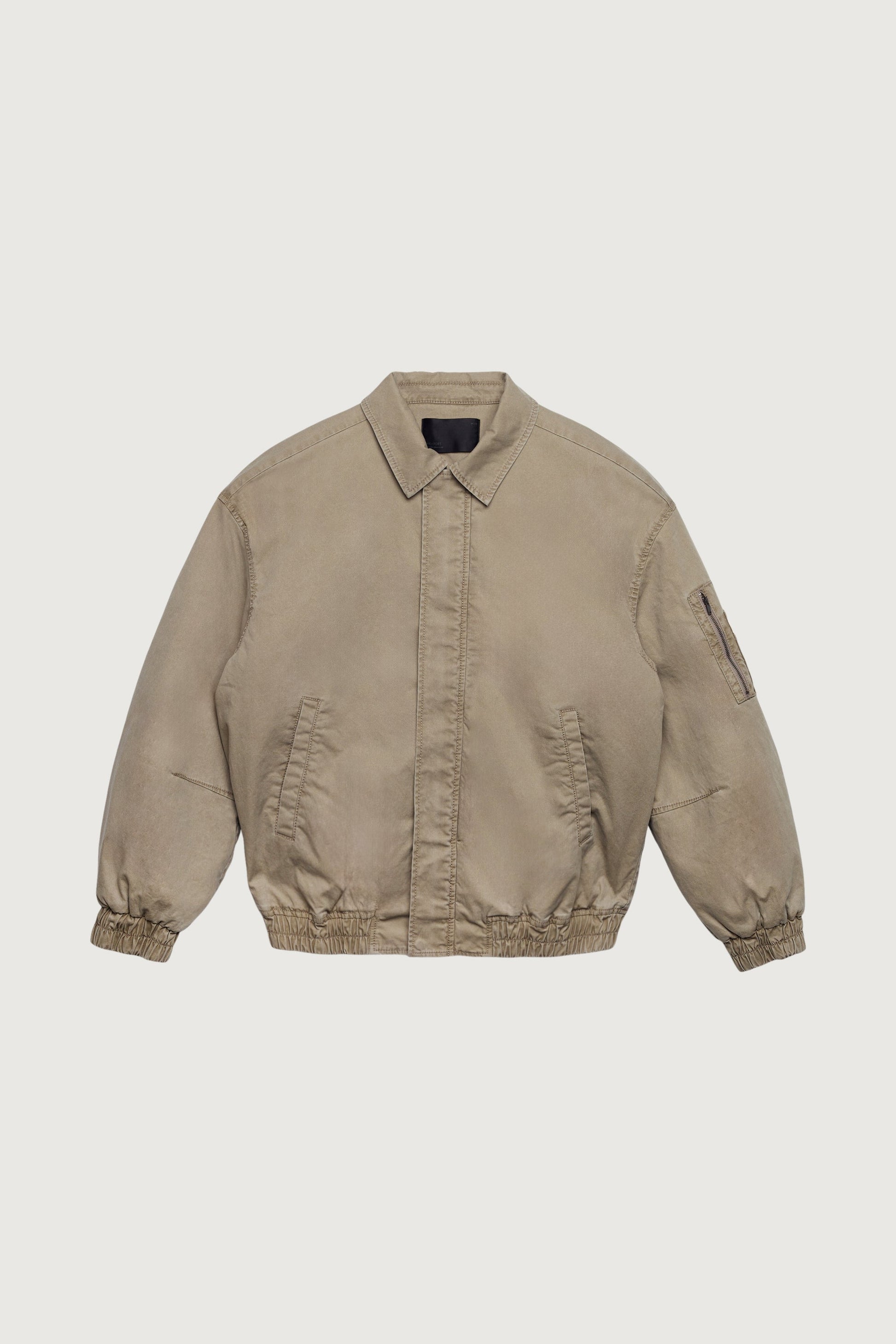 WASHED EFFECT COTTON UTILITY BOMBER JACKET