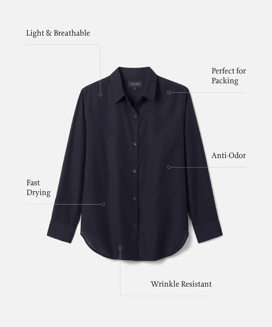 Chemise de voyage en laine mérinos pour femme