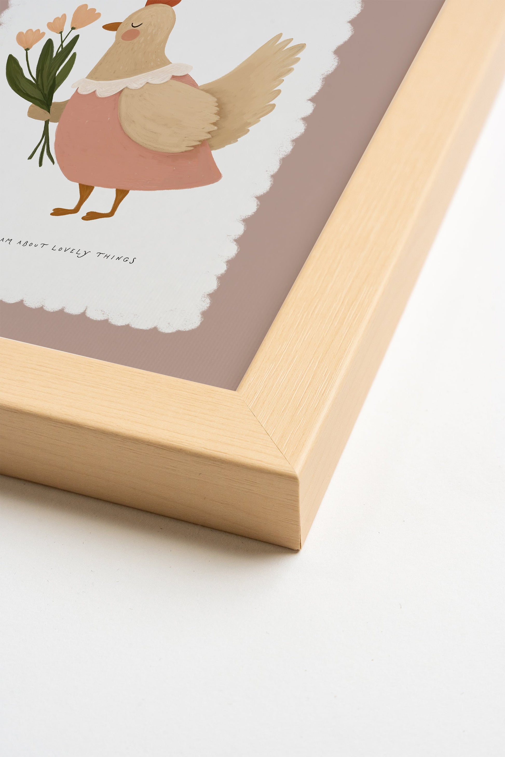 Framed Canvas of Chicken in Flowers