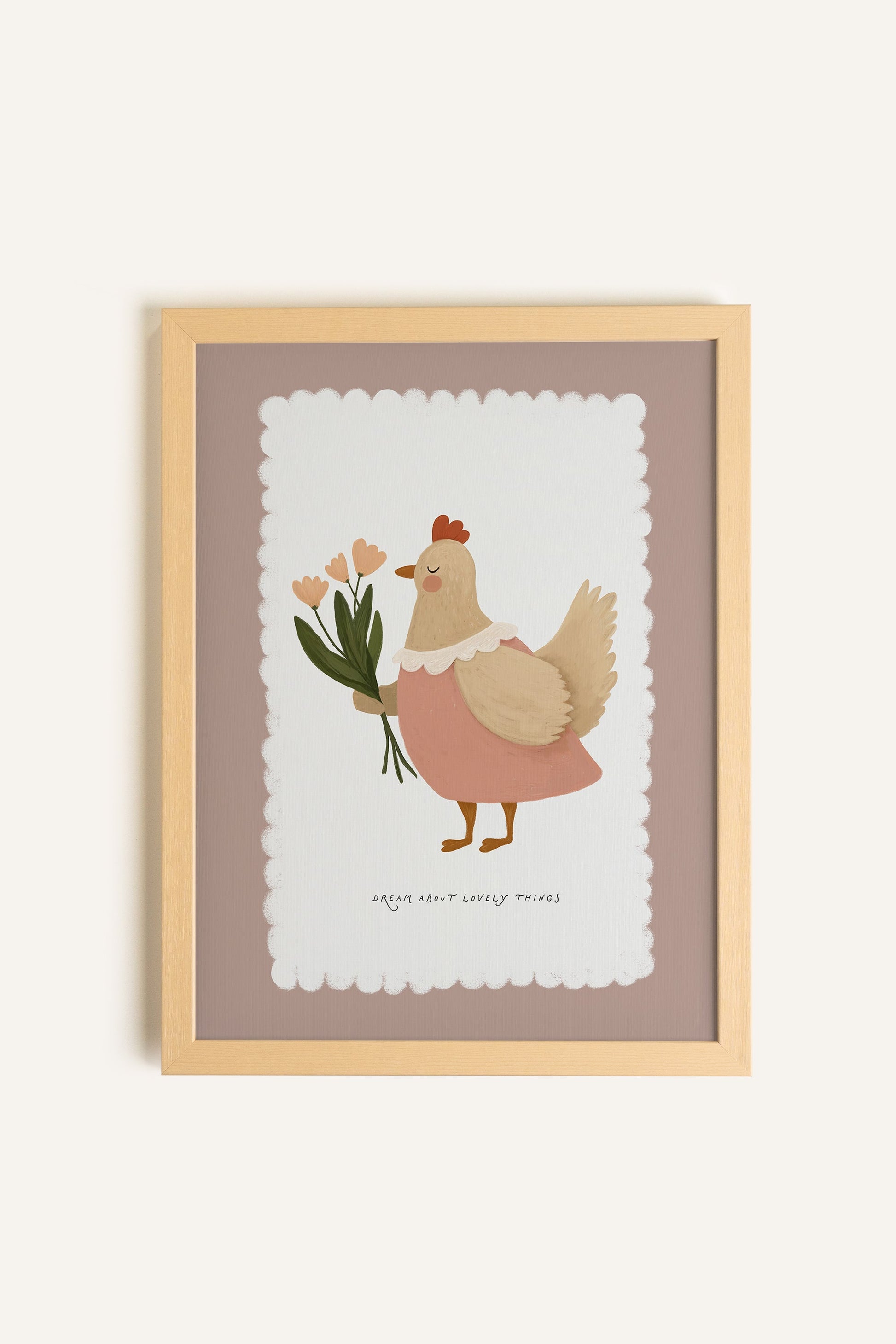 Framed Canvas of Chicken in Flowers