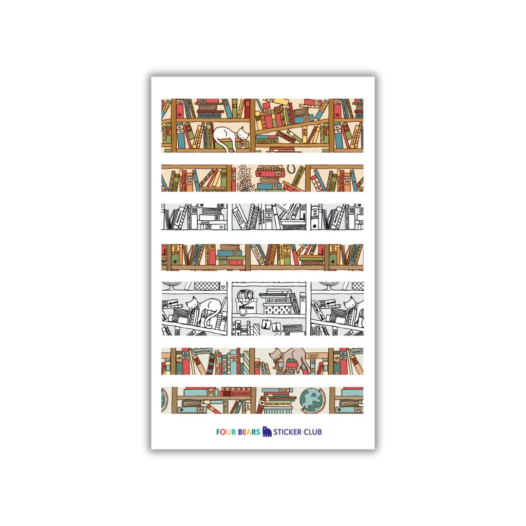 Bookshelf Washi - Four Bears Sticker Club