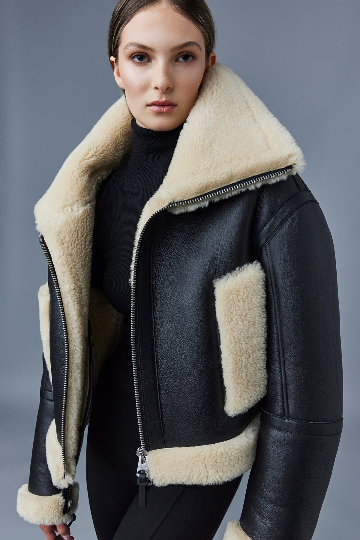 Veste en peau de mouton PENELOPA à double col