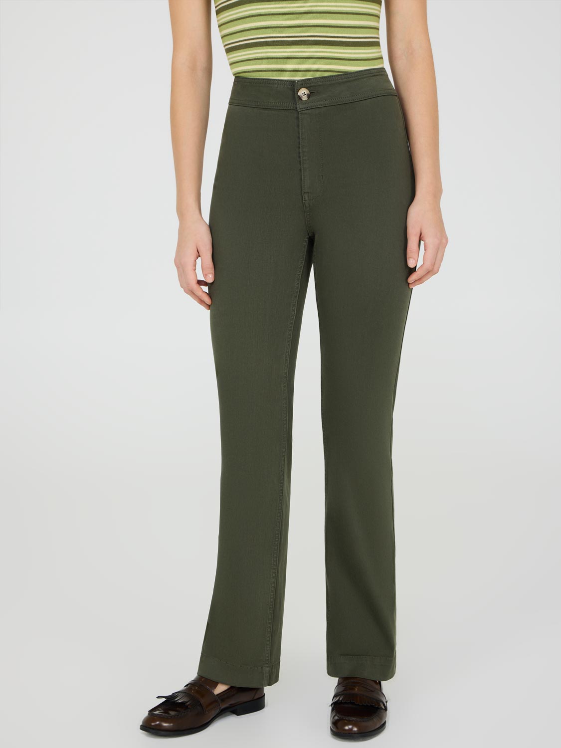 Pantalon droit taille mi-haute en Tencel
