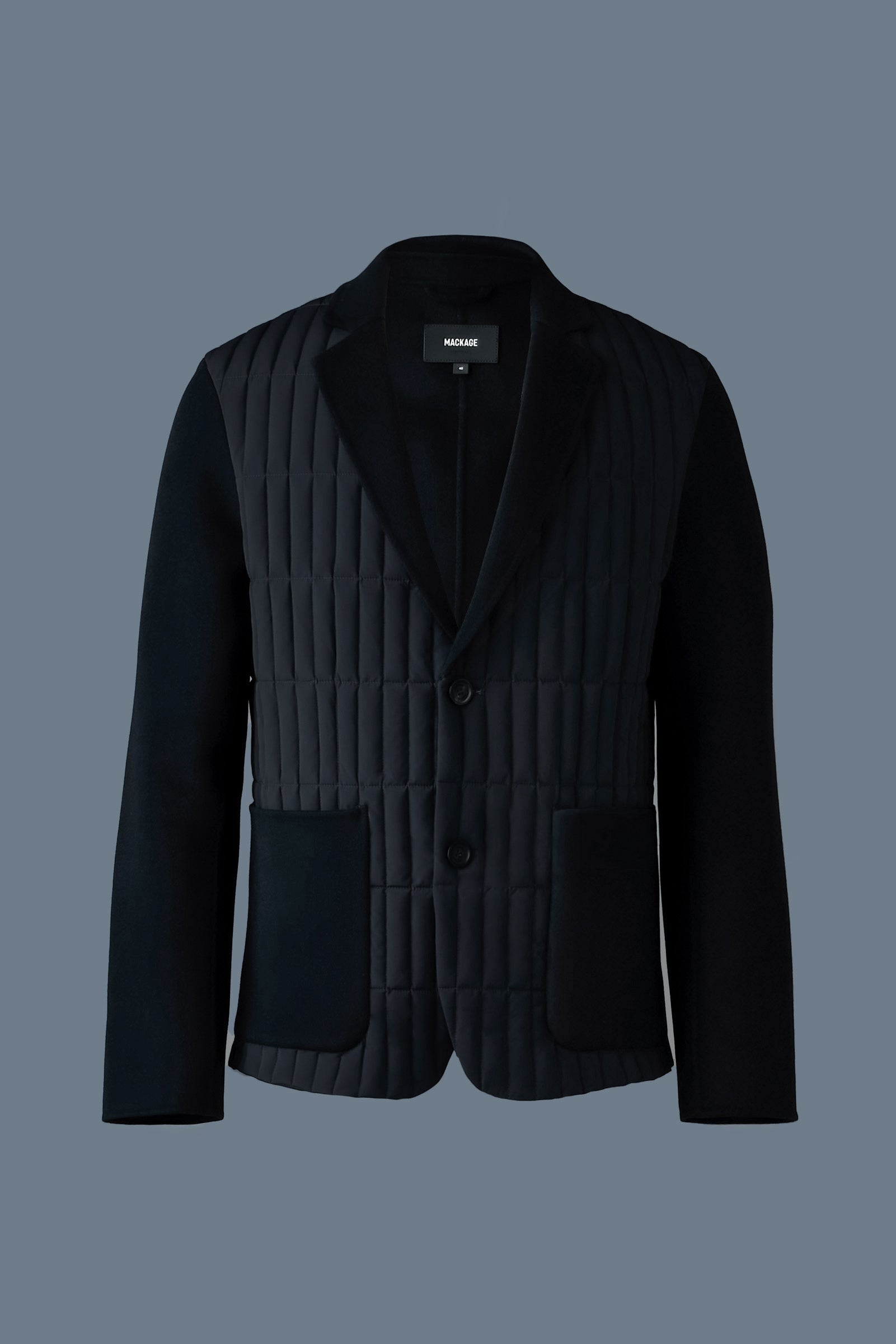 JOHN Mixed-media vertical quilt blazer