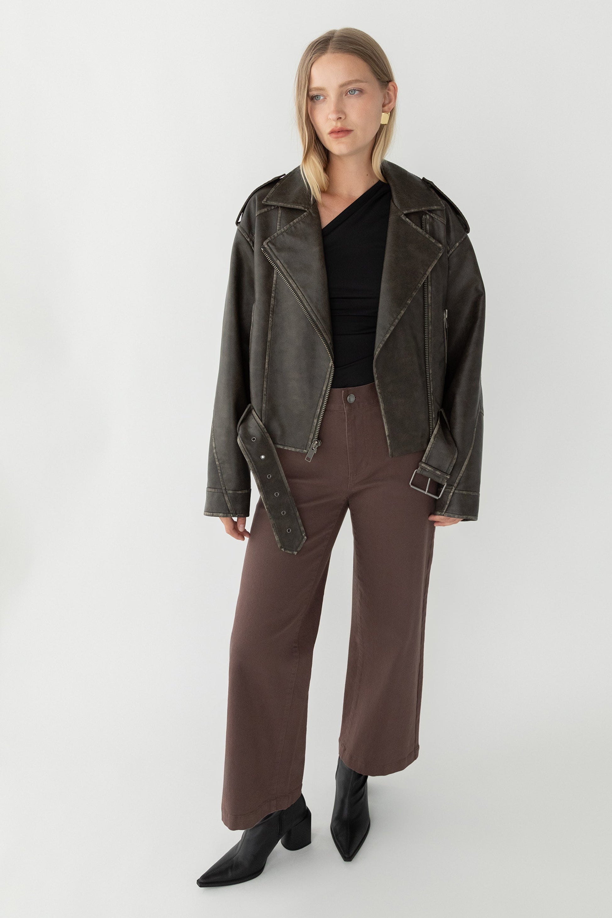 PANTALON LARGE EN SERGÉ LONGUEUR RÉGULIÈRE