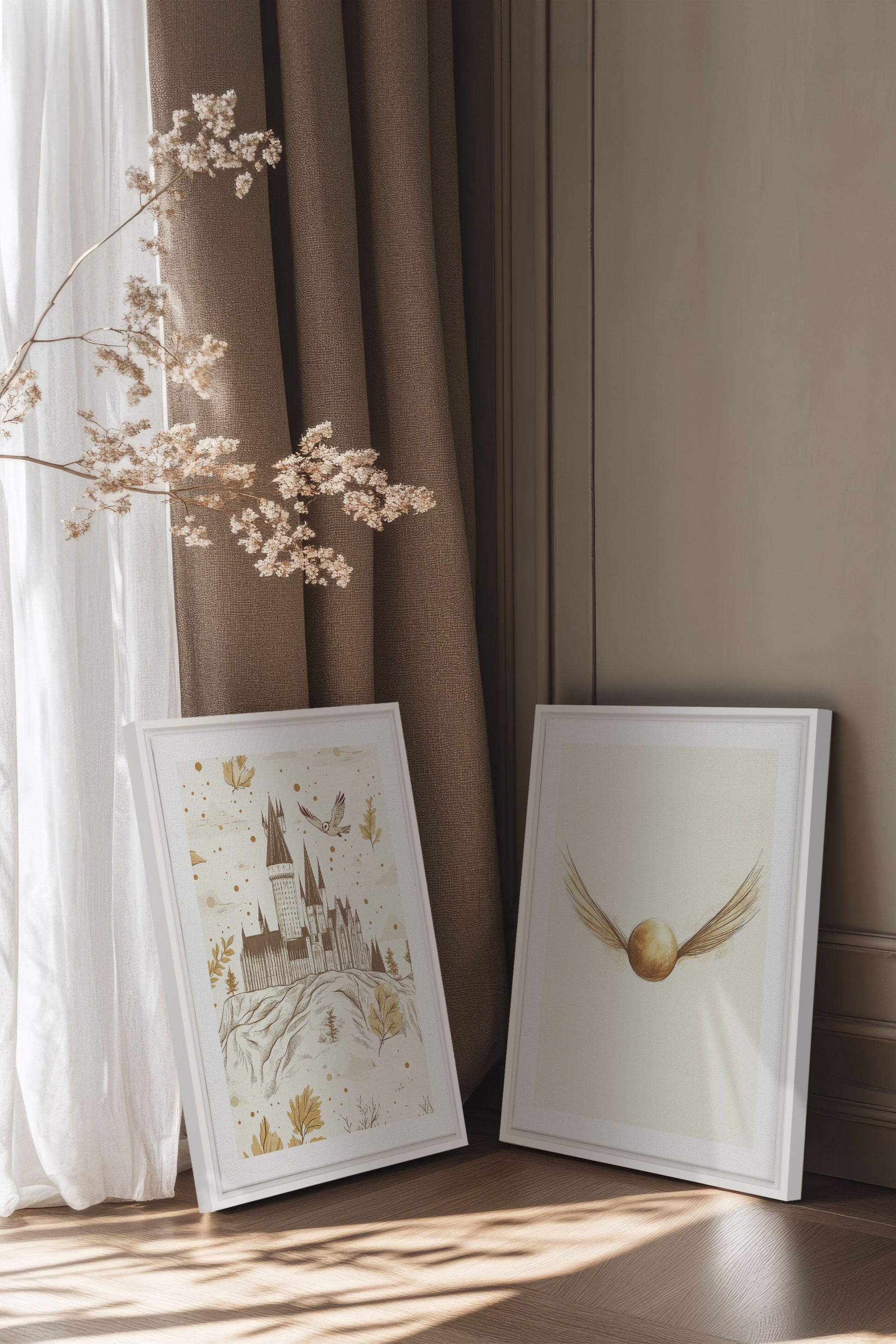 GOLDEN WINGS DUO (2 Stretched Canvas Artworks)