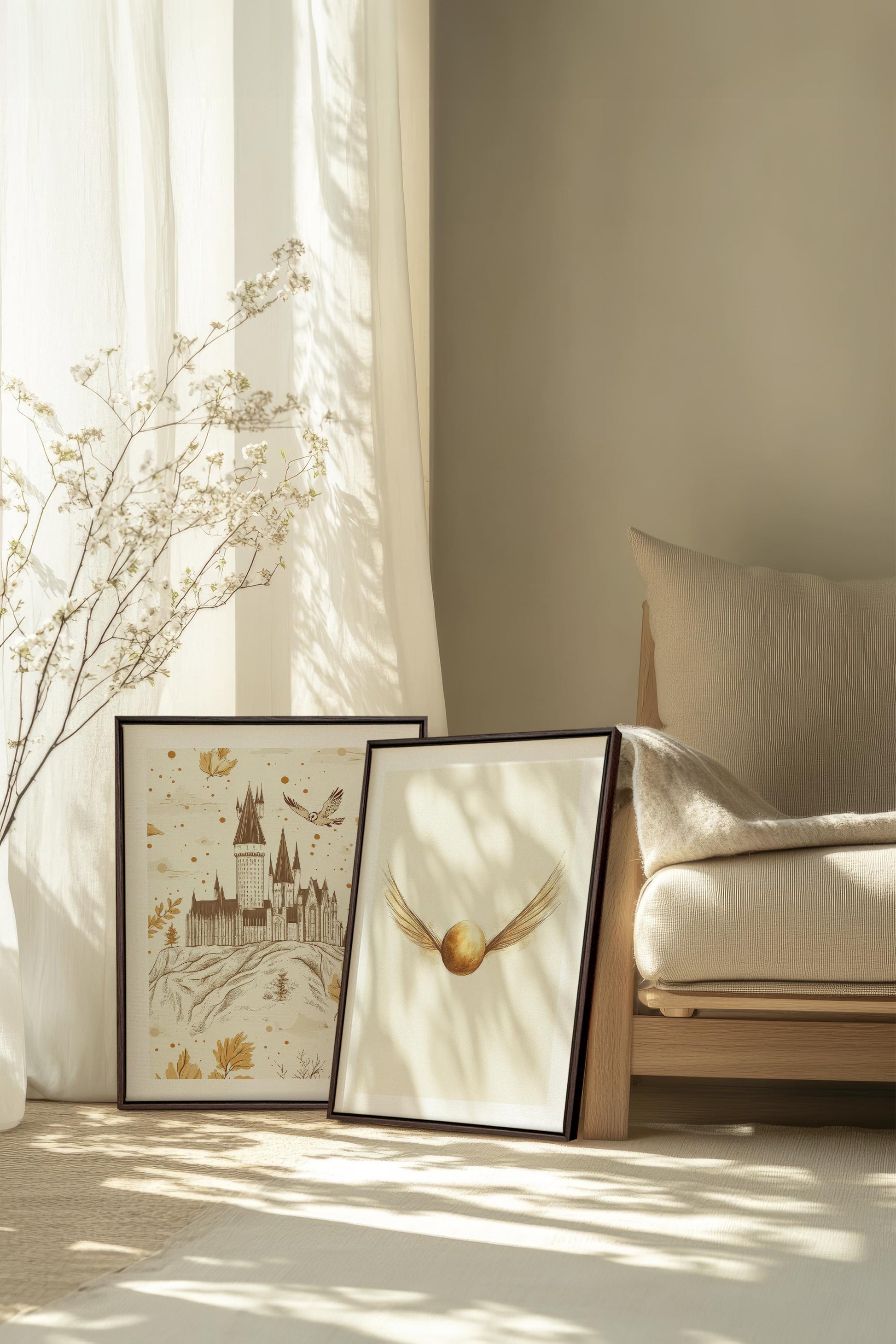 GOLDEN WINGS DUO (2 Stretched Canvas Artworks)