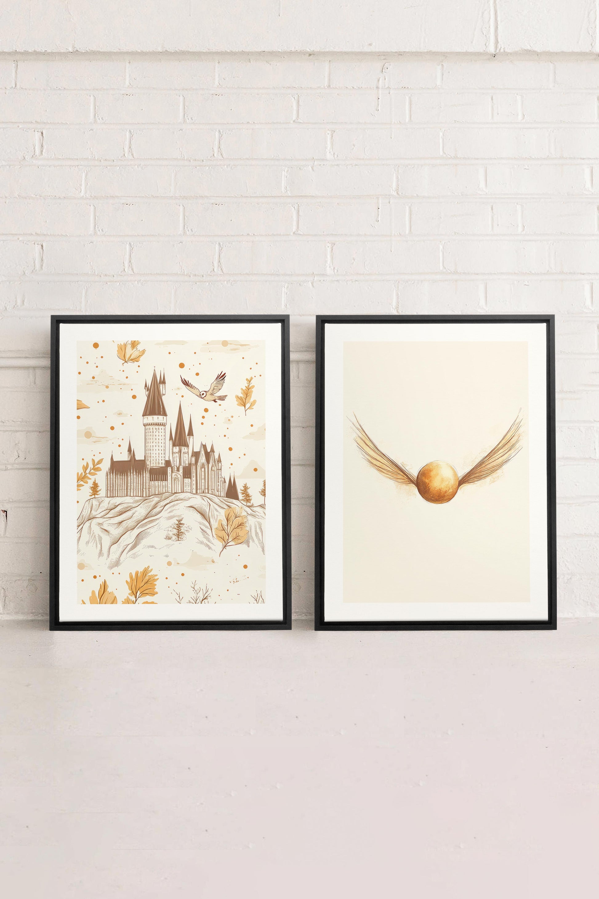 GOLDEN WINGS DUO (2 Stretched Canvas Artworks)