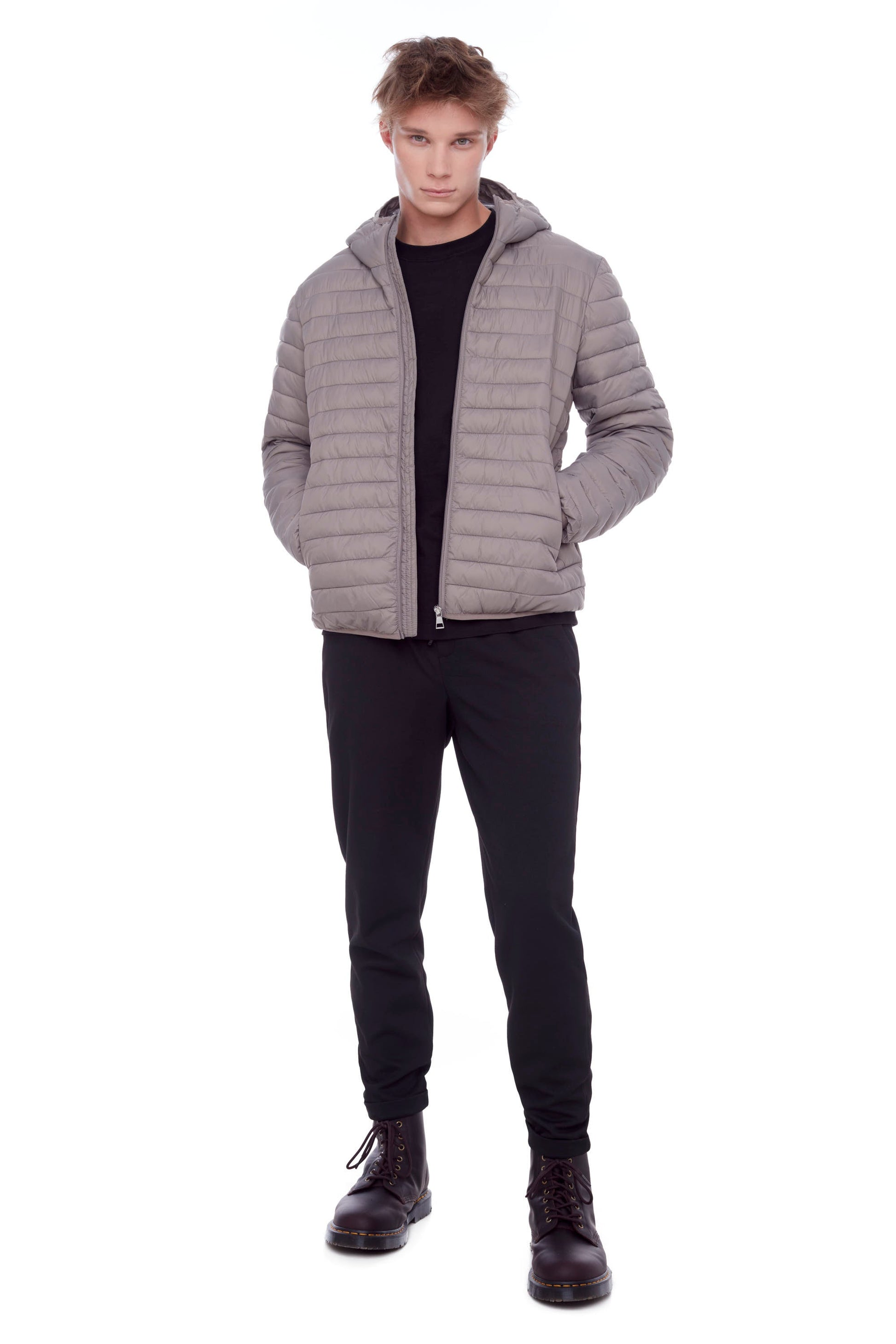 YOHO HOMMES | DOUDOUNE LÉGÈRE ET COMPACTE EN DUVET VÉGAN (RECYCLÉE) POUR HOMMES, TAUPE