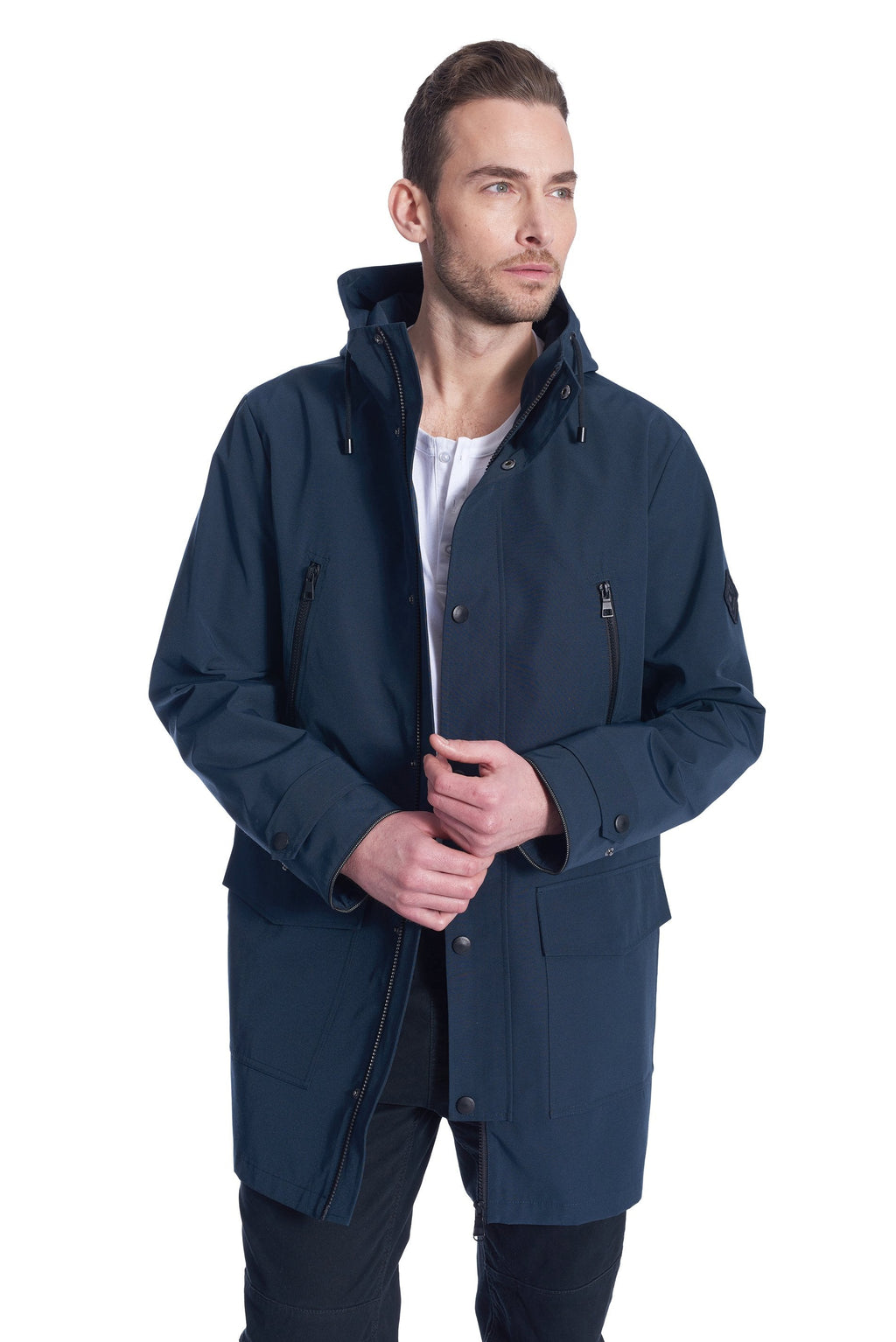 BANKS | IMPERMÉABLE À CORDON POUR HOMME, BLEU MARINE 