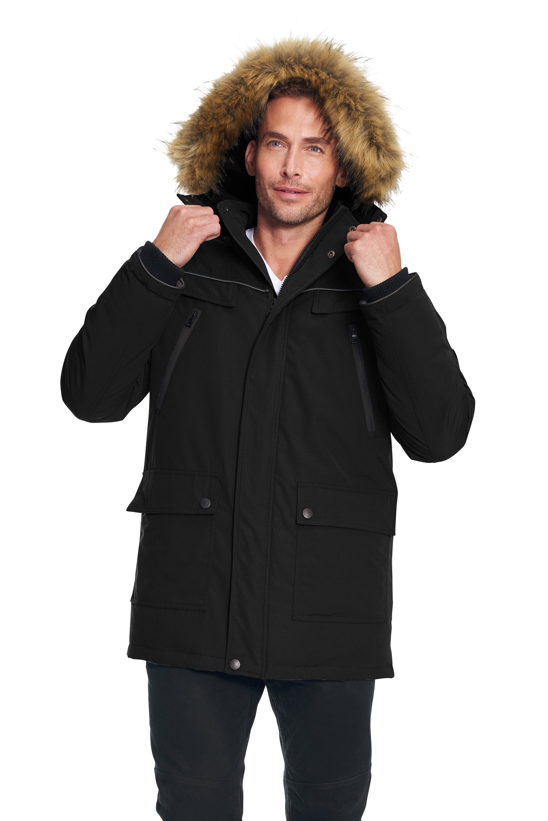 FRASER | PARKA EN DUVET VÉGAN POUR HOMME (RECYCLÉE), NOIR