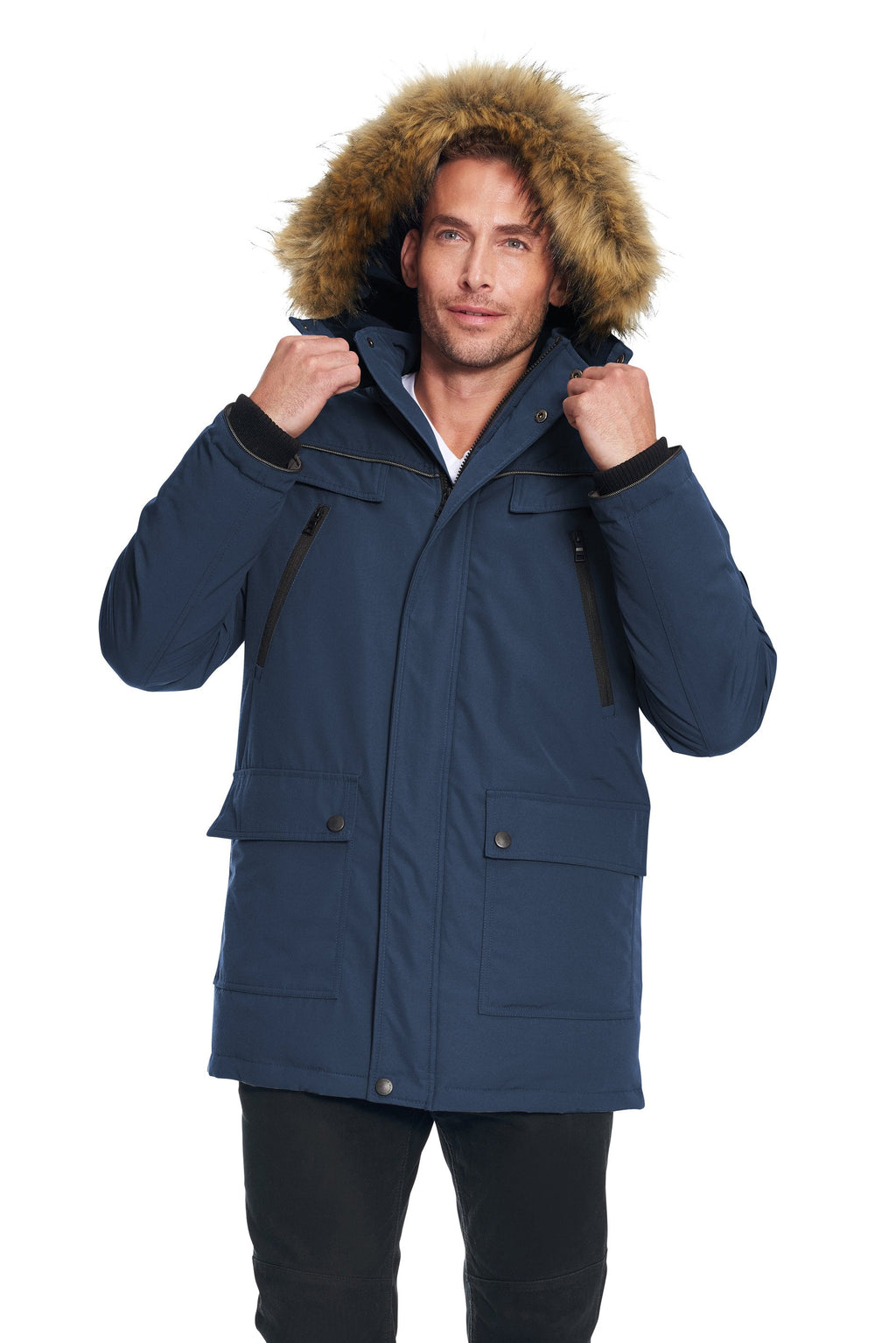 FRASER | PARKA EN DUVET VÉGAN POUR HOMME (RECYCLÉE), BLEU MARINE