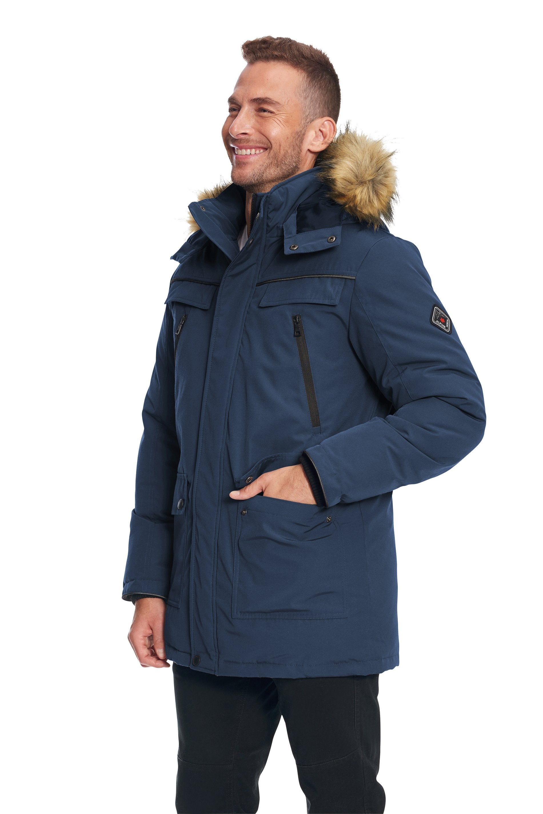 FRASER | PARKA EN DUVET VÉGAN POUR HOMME (RECYCLÉE), BLEU MARINE