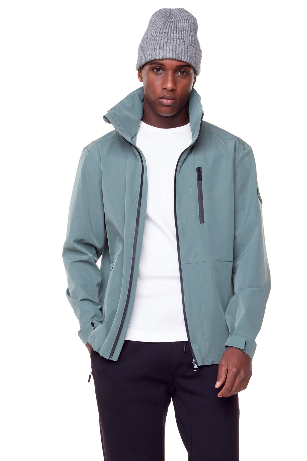 CARMACKS | VESTE DE PLUIE MOYENNE UNISEXE (RECYCLÉE), VERT POUDRÉ