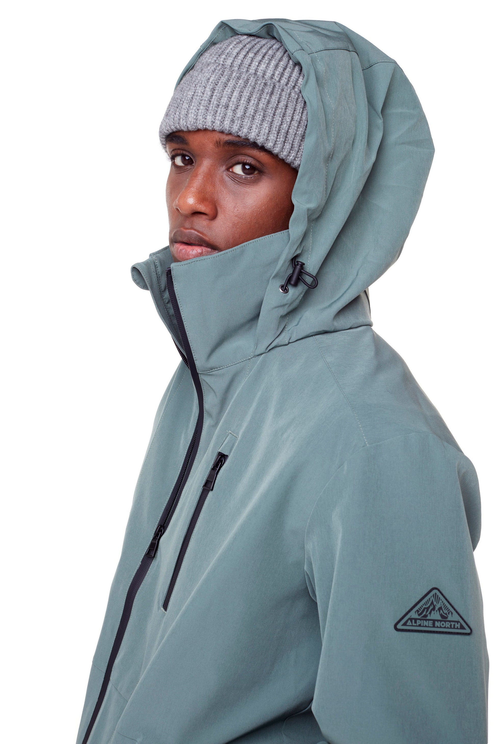 CARMACKS | VESTE DE PLUIE MOYENNE UNISEXE (RECYCLÉE), VERT POUDRÉ