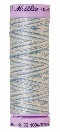 Fil de coton panaché Mettler Silk-Finish 50wt 109yd/100M Bleu Tranquille