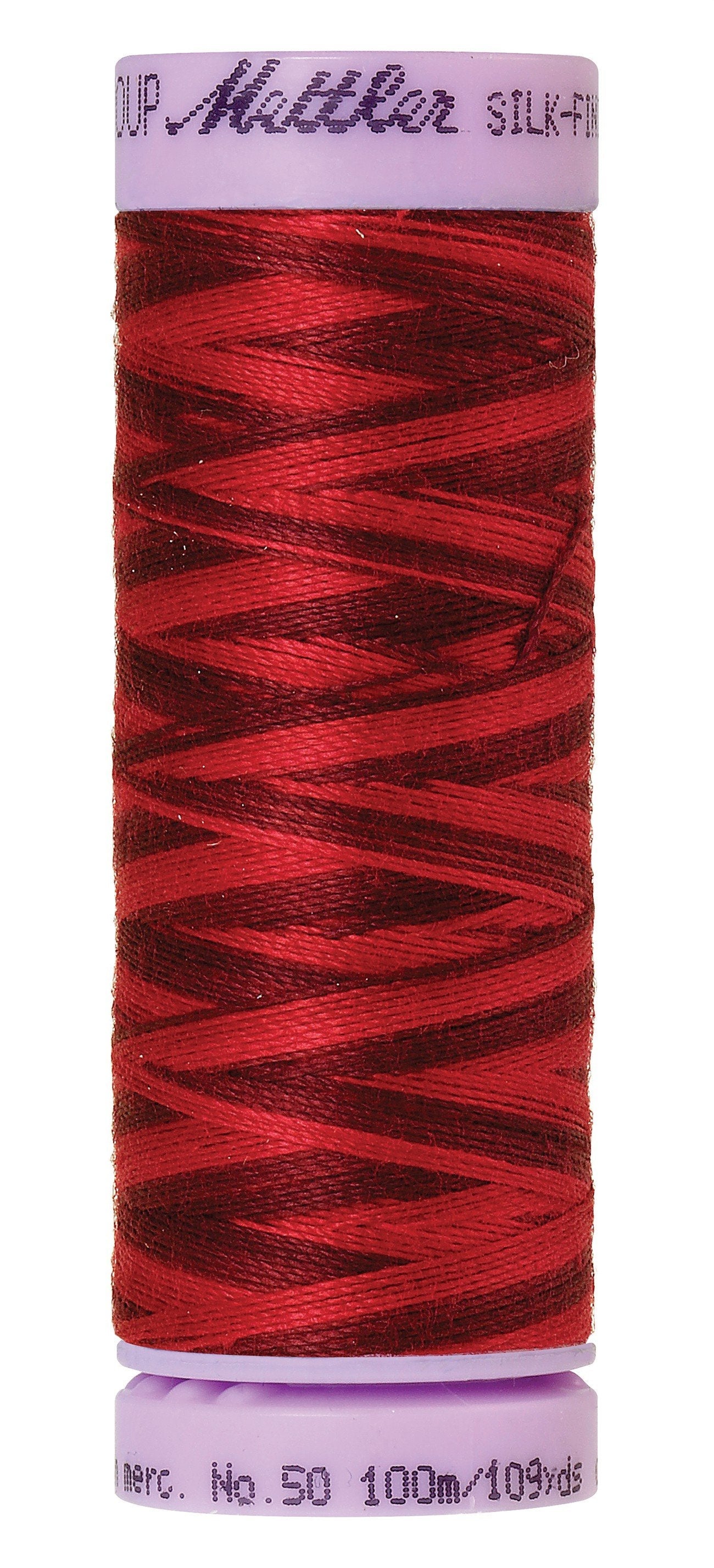 Fil de coton panaché Mettler Silk-Finish 50wt 109yd/100M grenat minuit