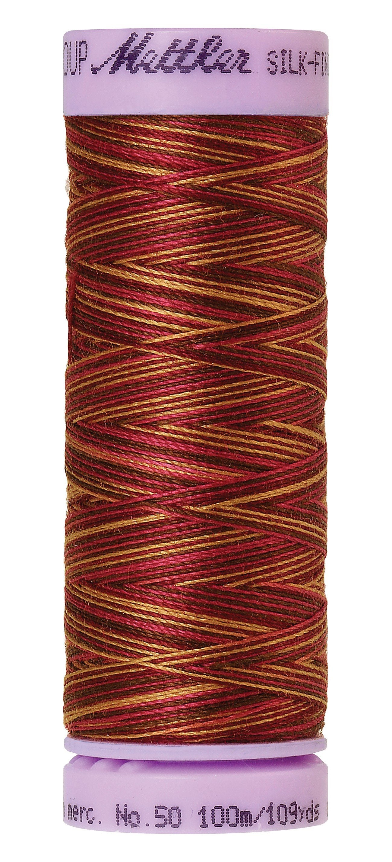 Fil de coton panaché Mettler Silk-Finish 50wt 109yd/100M Cerise moka