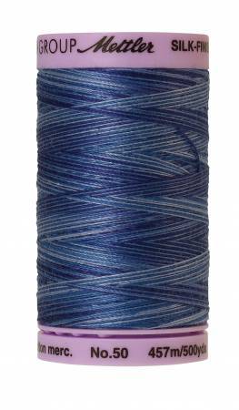 Fil de coton panaché Mettler Silk-Finish 50wt 500yd/457m Bleu Soir
