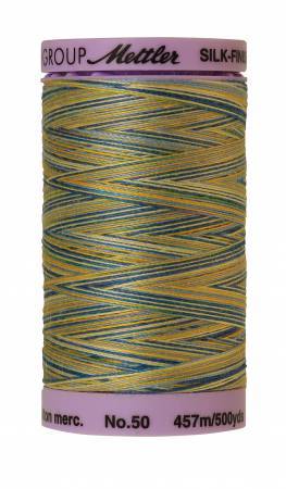 Fil de coton panaché Mettler Silk-Finish 50wt, 457 m, bleu de Chine