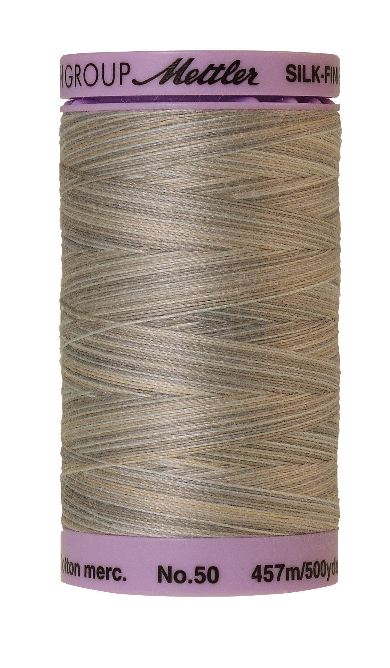 Fil de coton panaché Mettler Silk-Finish 50wt, 500yd/457m, gris tourterelle