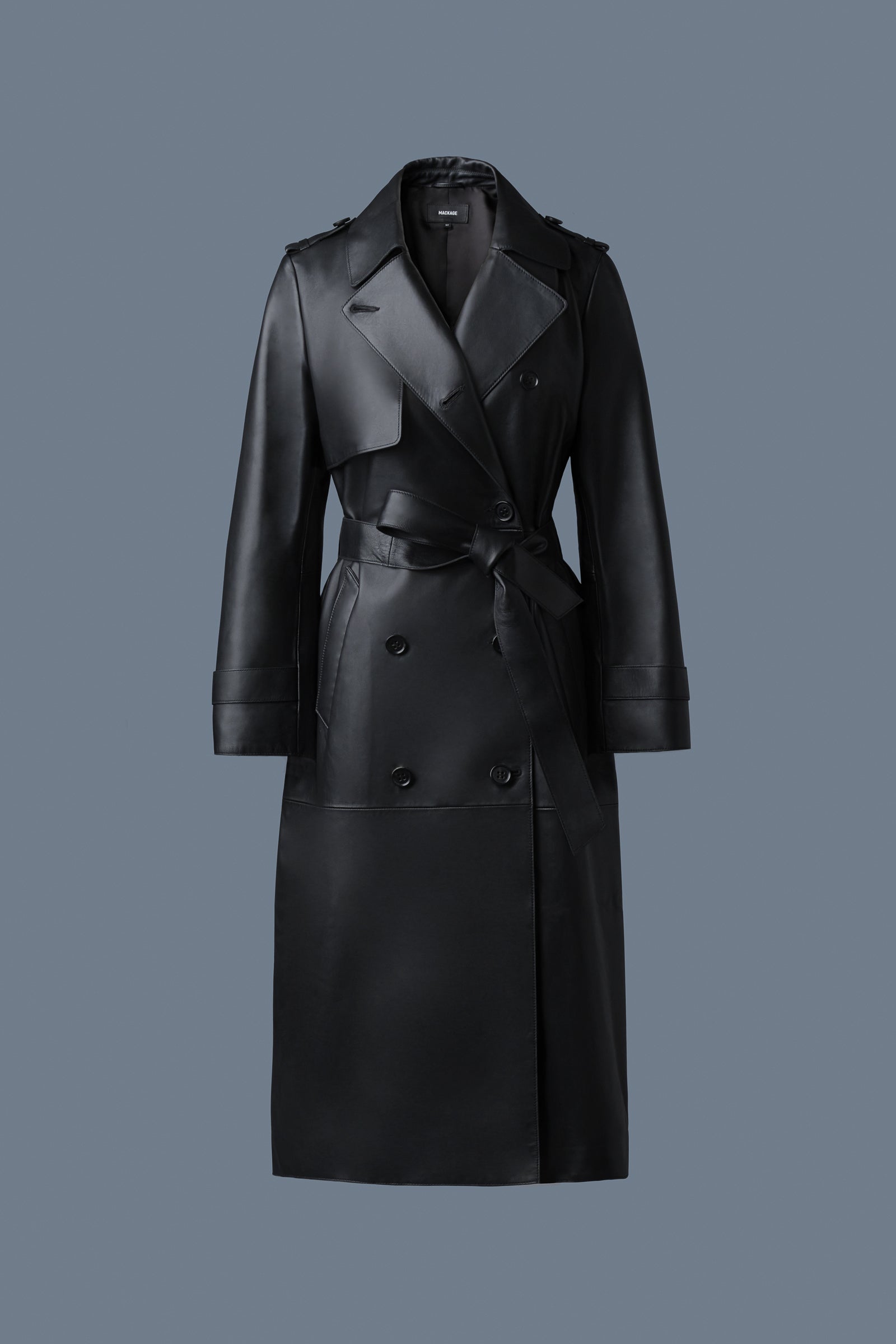 Trench-coat en cuir maxi GAEL-V
