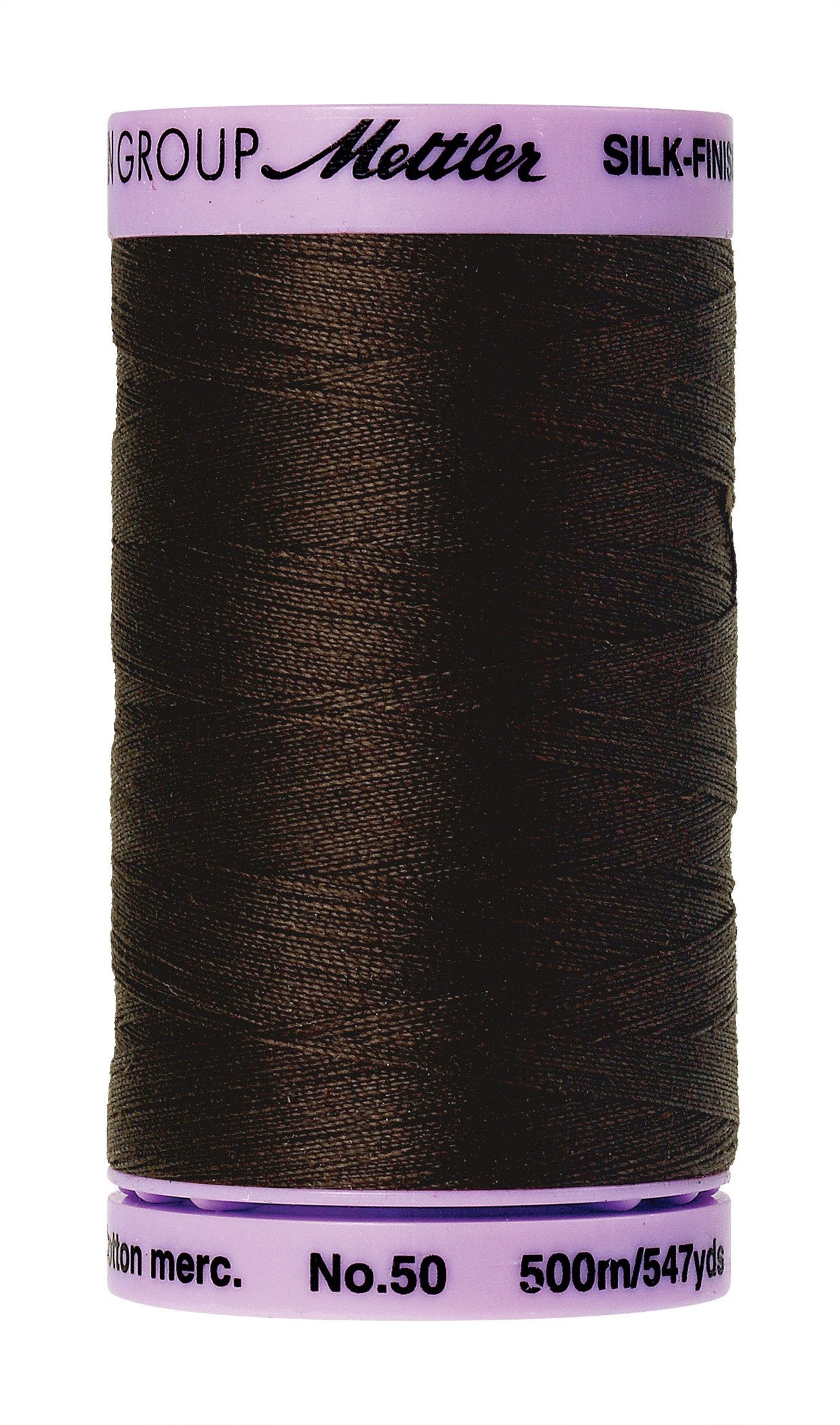 Fil de coton uni Mettler Silk-Finish 50wt, 547yd/500 m, brun très foncé