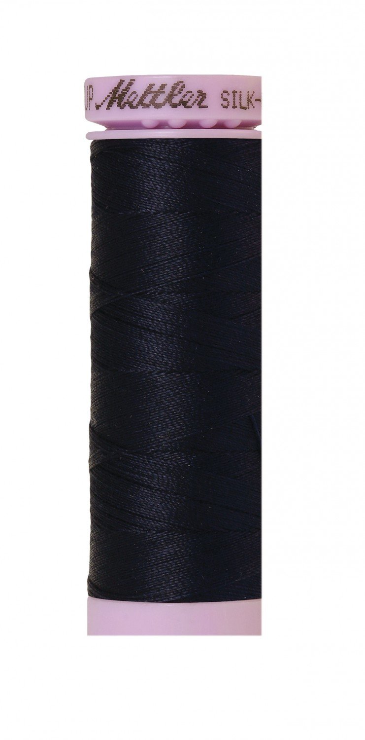 Fil de coton uni Mettler Silk-Finish 50wt, 150 m, bleu foncé