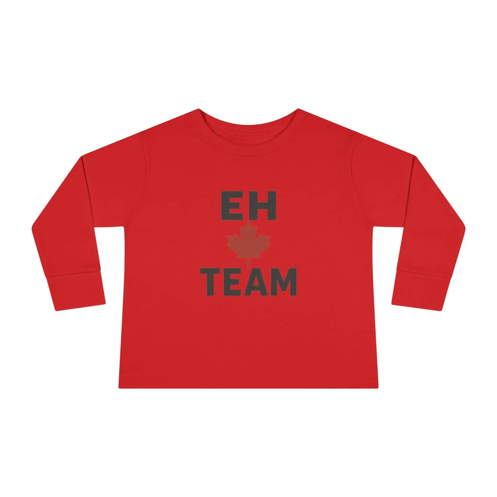 T-shirt à manches longues pour tout-petit Maple Stick « Eh Team » – Fierté de la feuille d'érable