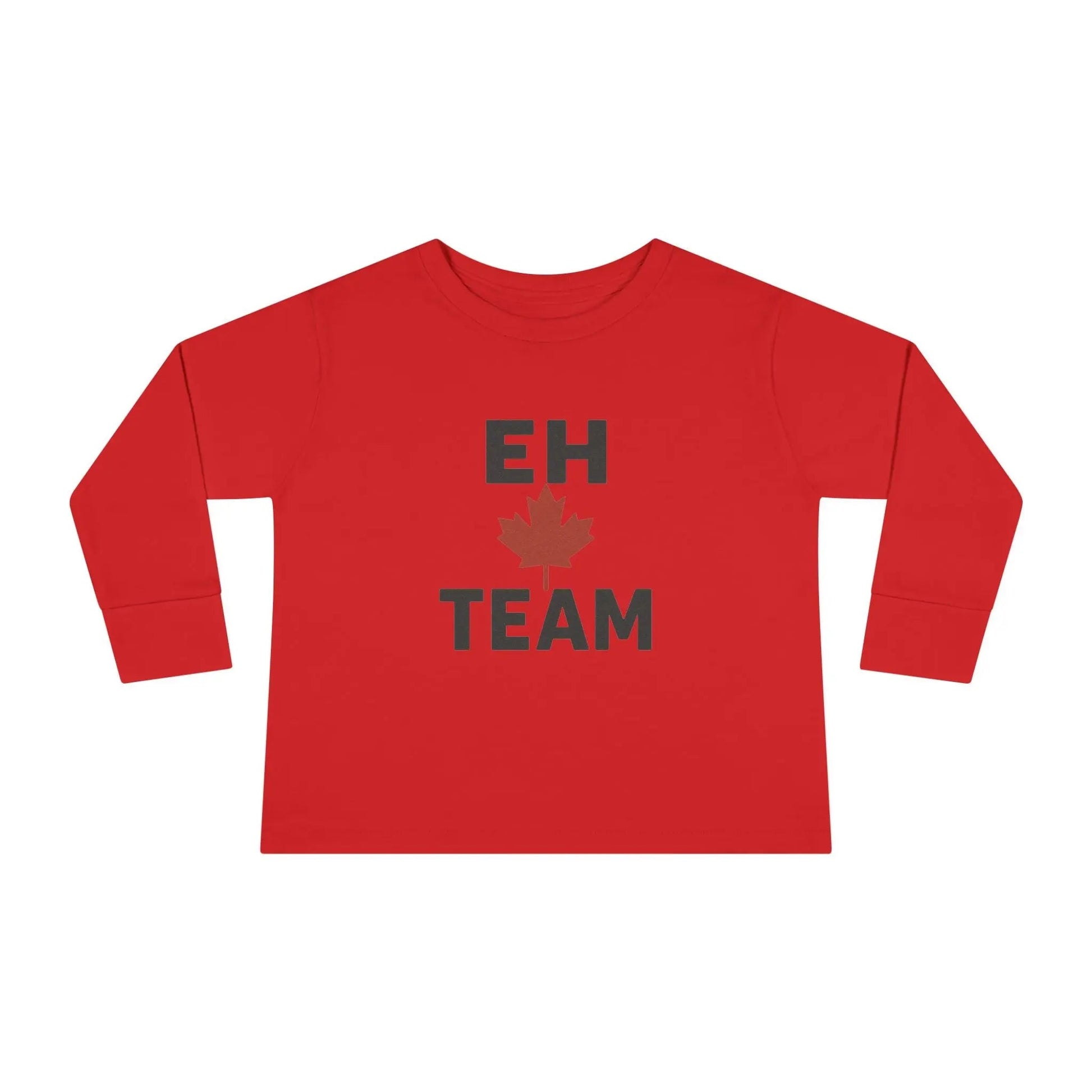 T-shirt à manches longues pour tout-petit Maple Stick « Eh Team » – Fierté de la feuille d'érable