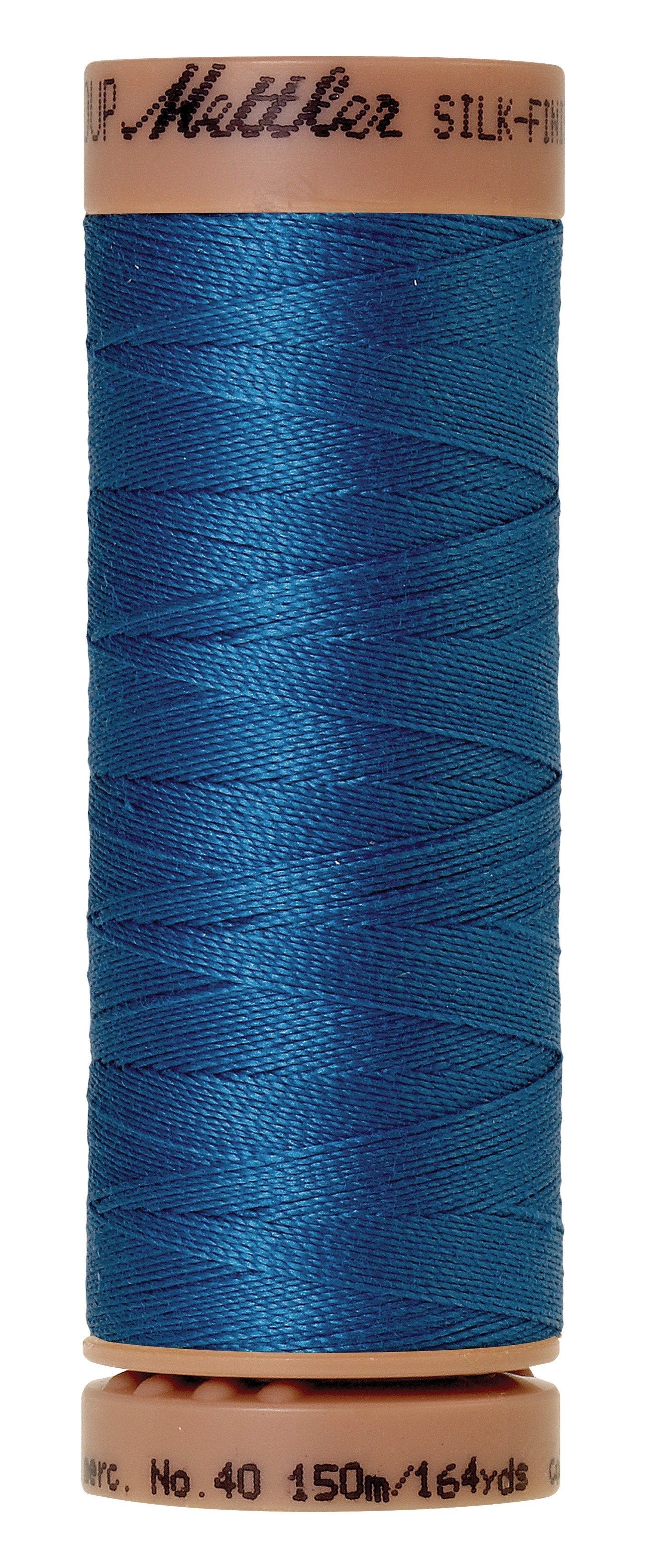 Fil de coton uni Mettler Silk-Finish 40wt, 150 m, bleu méditerranéen