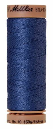Fil de coton uni Mettler Silk-Finish 40wt, 150 m, bleu cobalt
