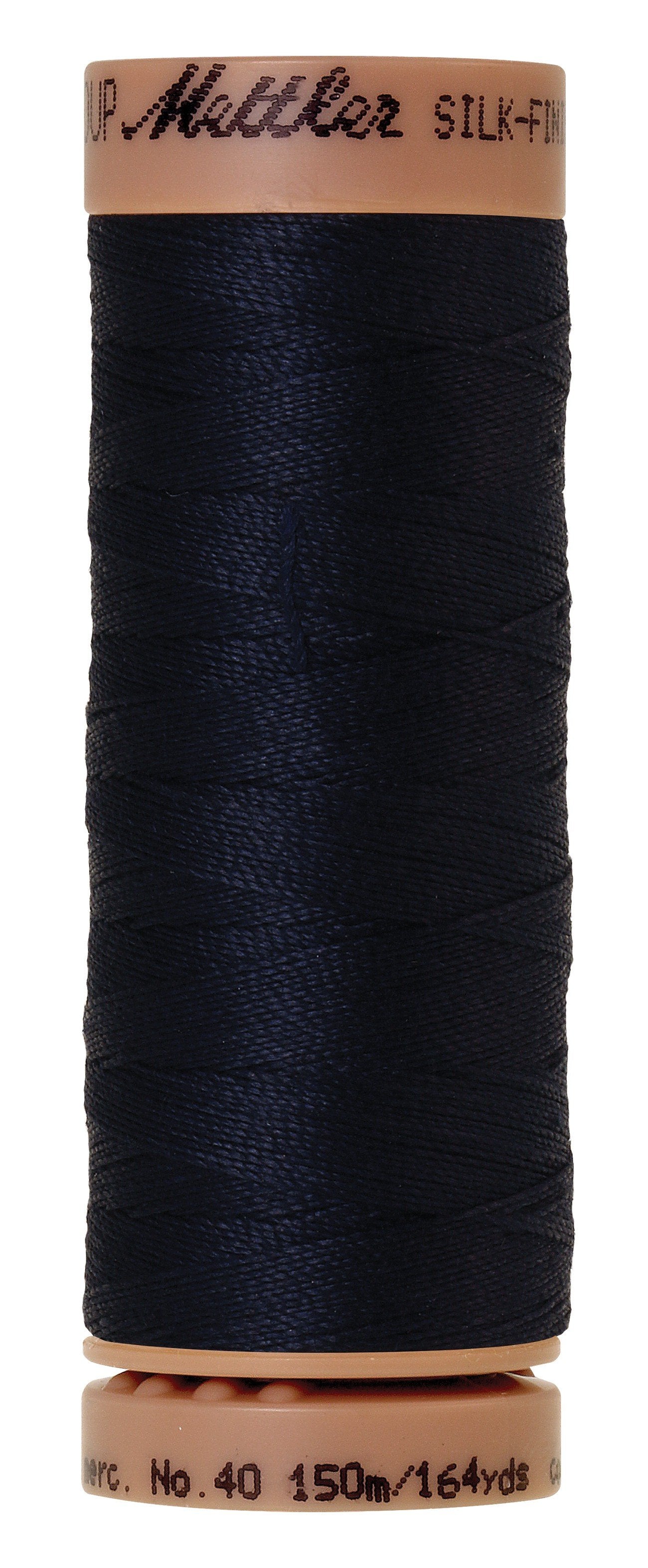 Fil de coton uni Mettler Silk-Finish 40wt, 150 m, bleu foncé