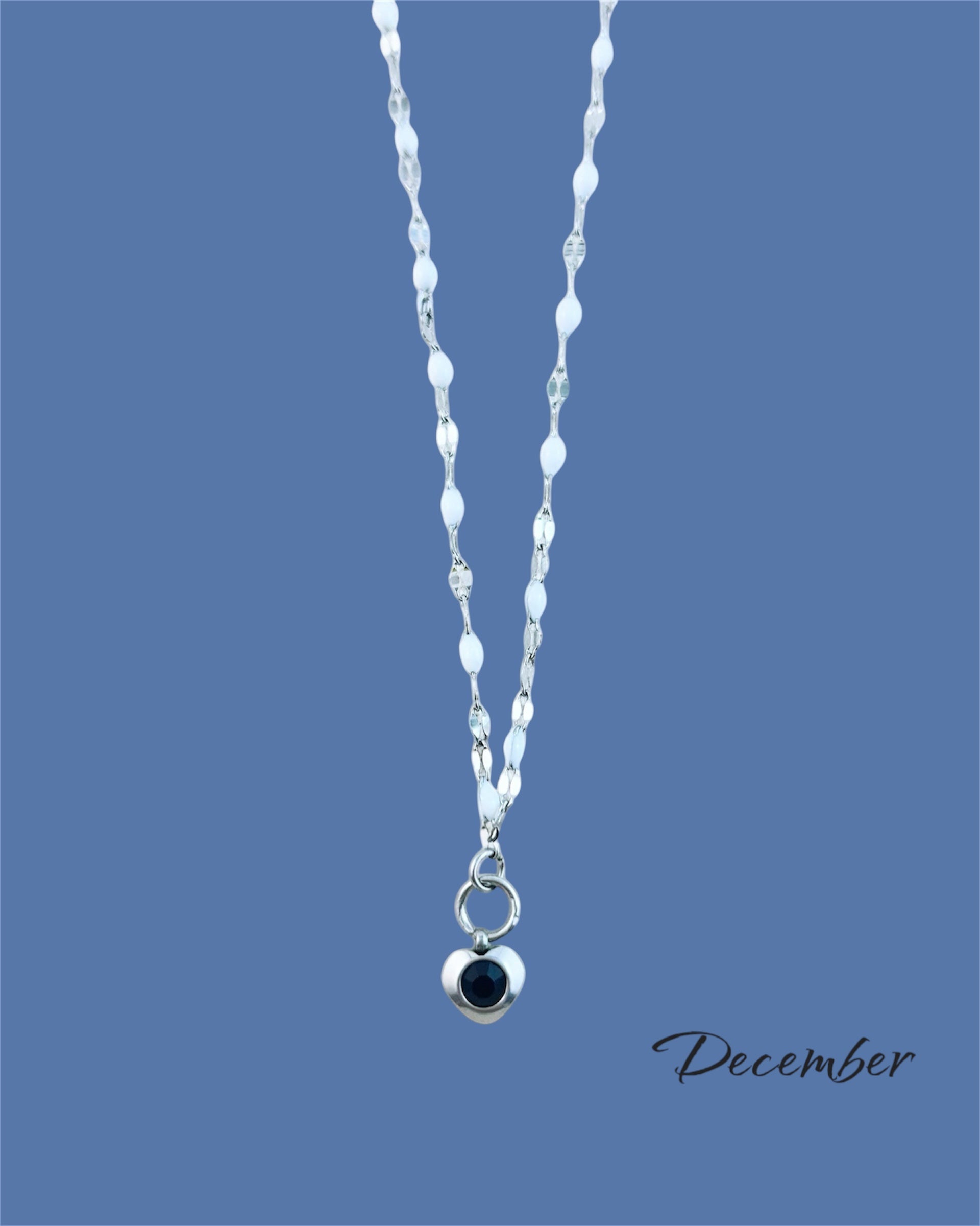 Heart Stone Necklaces in silver - various birthstone colours