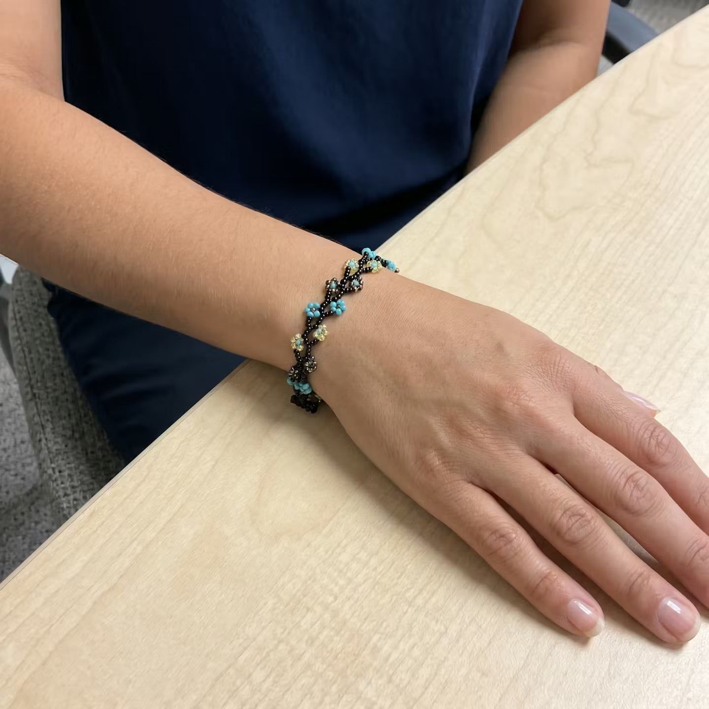 Handcrafted Floral Bracelet Black