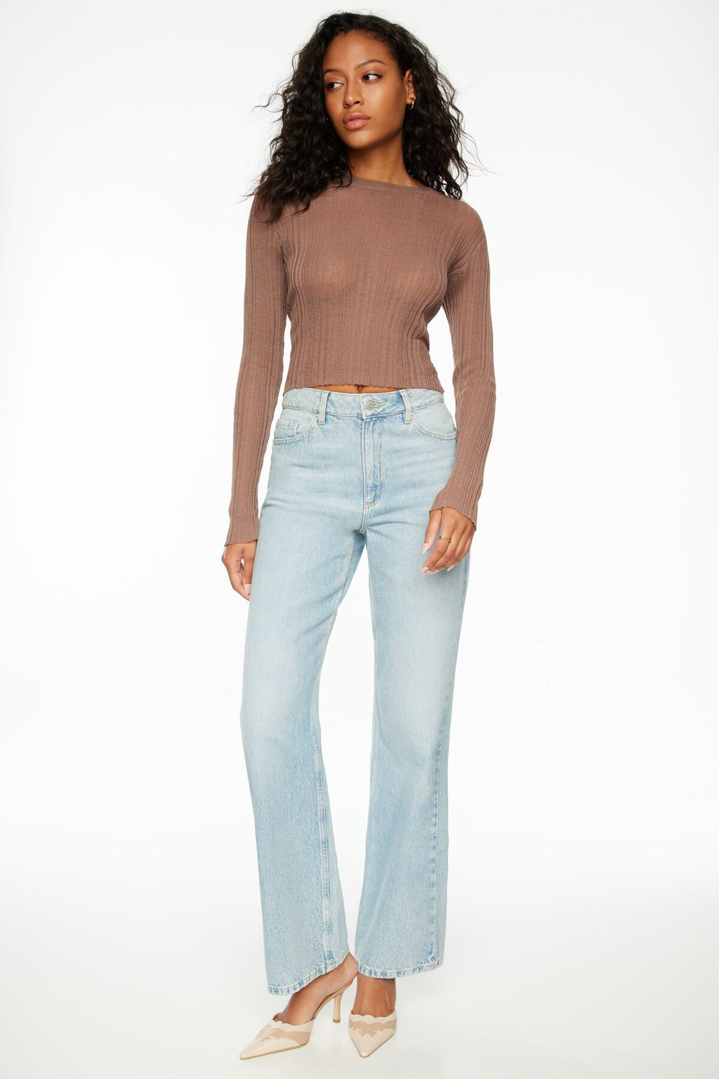 Sheer Long Sleeve Sweater Top