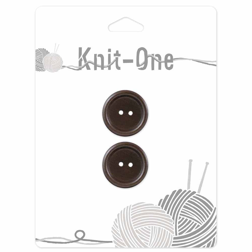 Knit One; 2-Hole Button, Brown - 7/8"