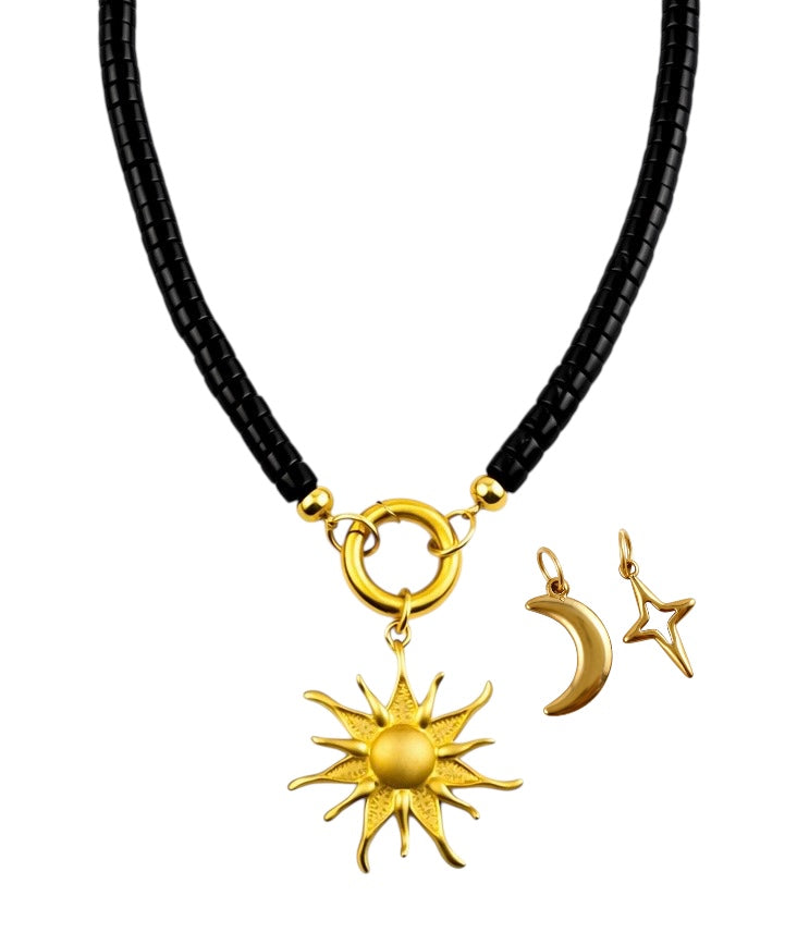 Gold Sculptural Leather Cord Necklace