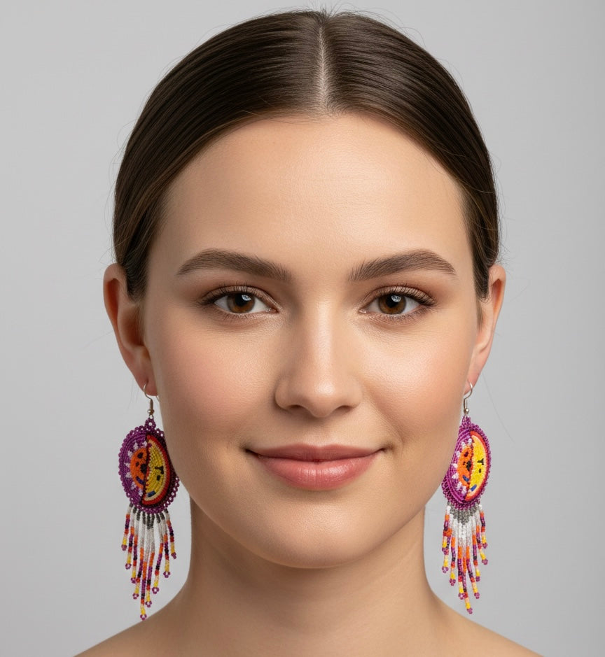 Pink Sun & Moon Beaded Fringe