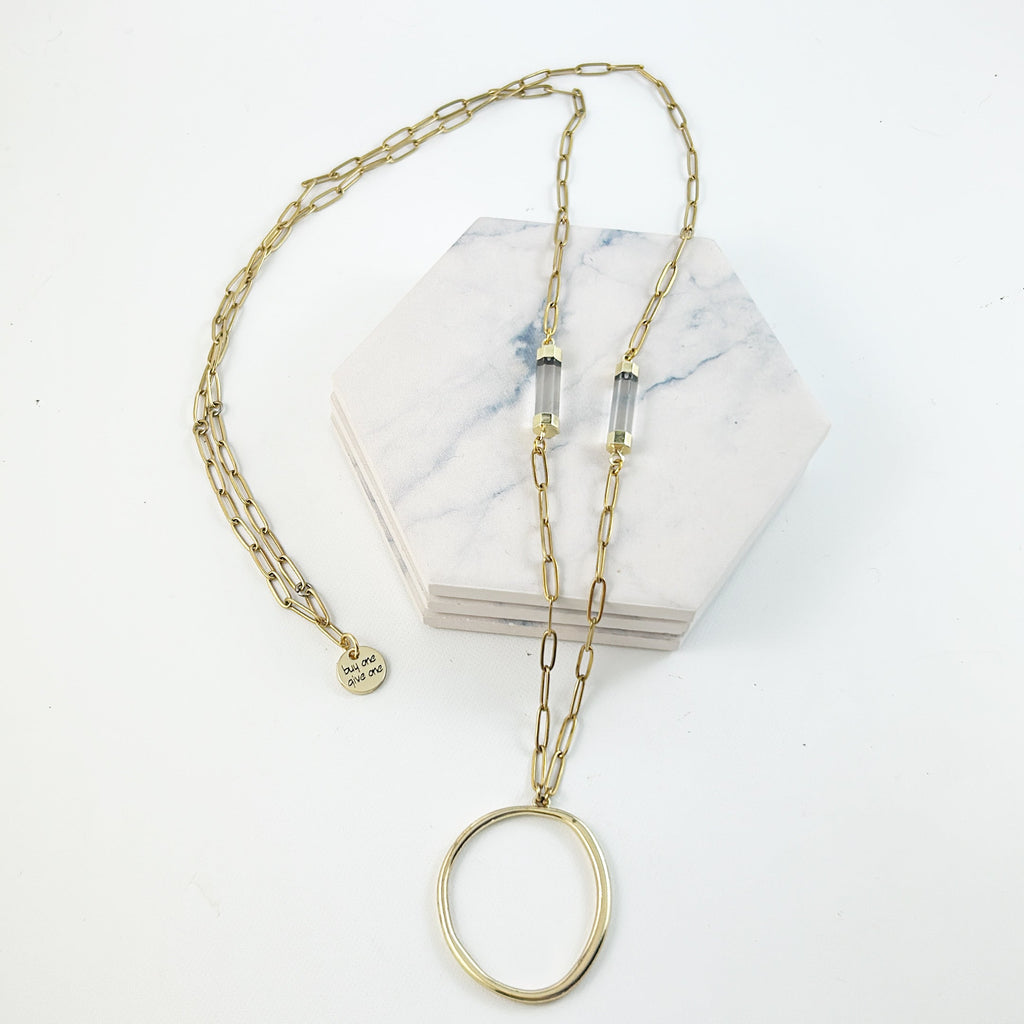Gold Crystal Circle Necklace