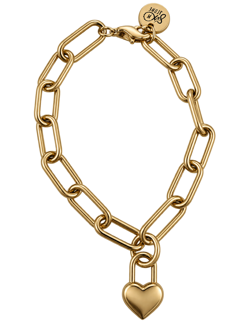 Gold Heart Lock Bracelet