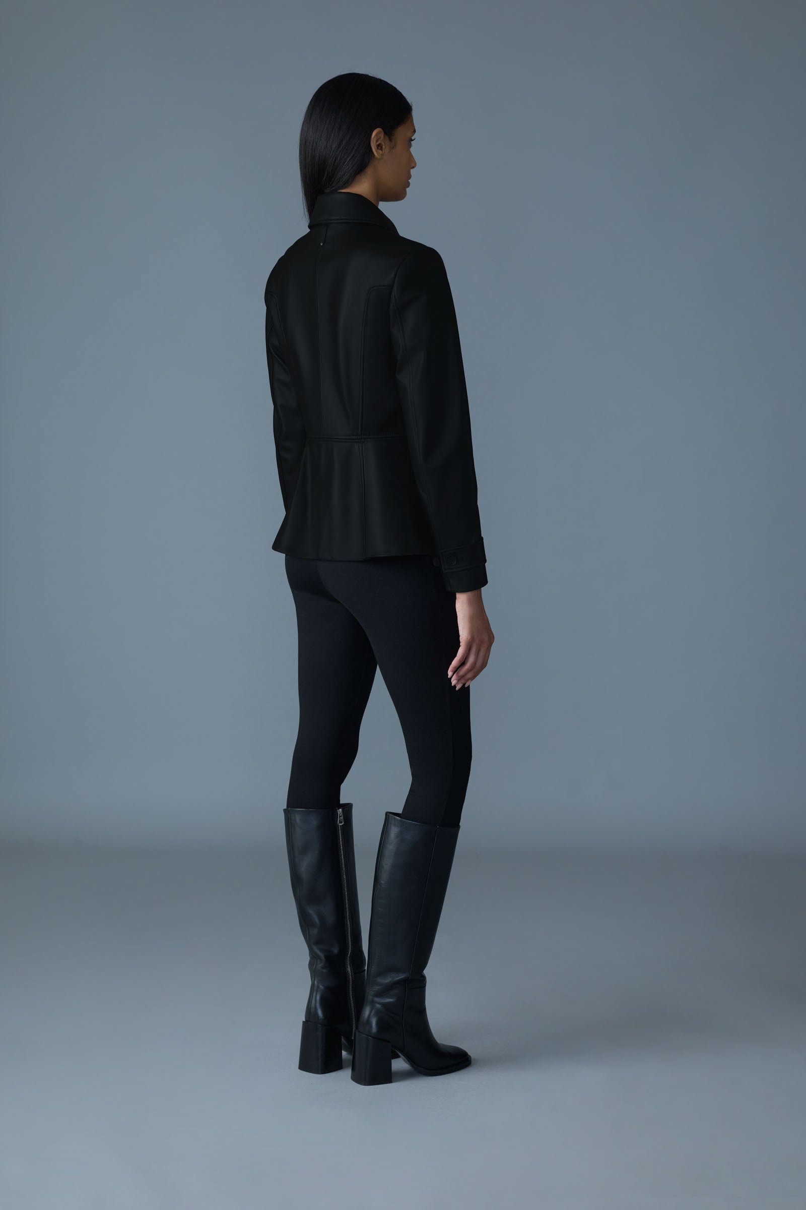 Veste ajustée en cuir d'agneau BARBARA