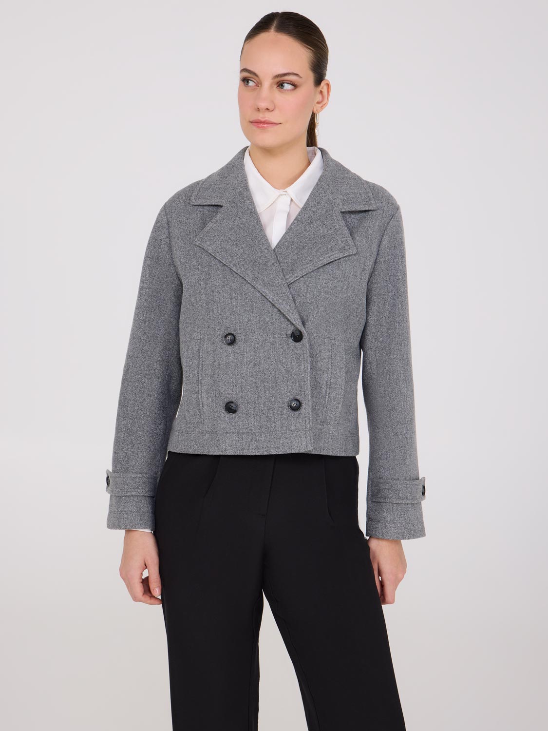 Trench-coat en fausse laine cintrée