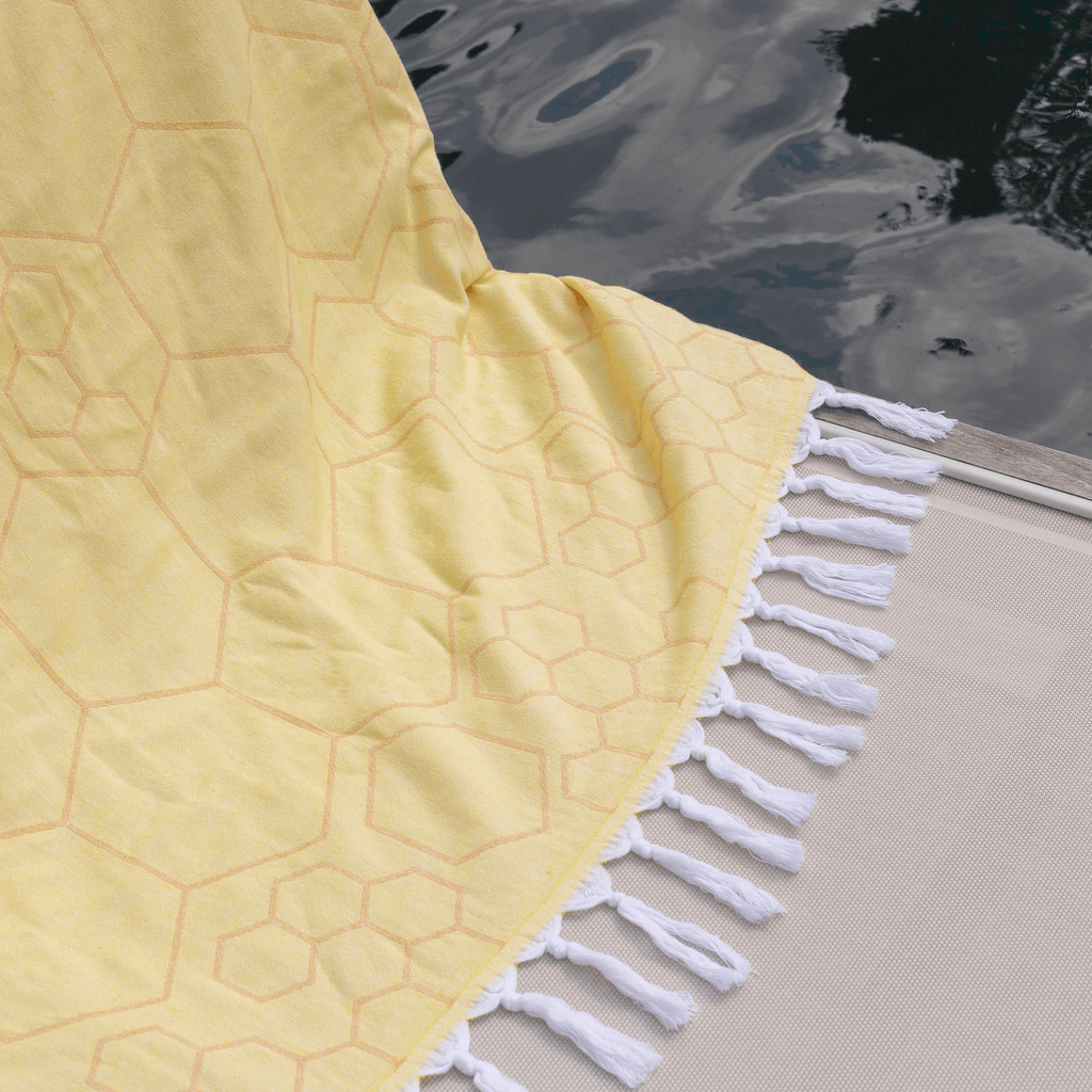 Everyday Luxury Turkish Body Towel in Yellow & Orange Honeycomb