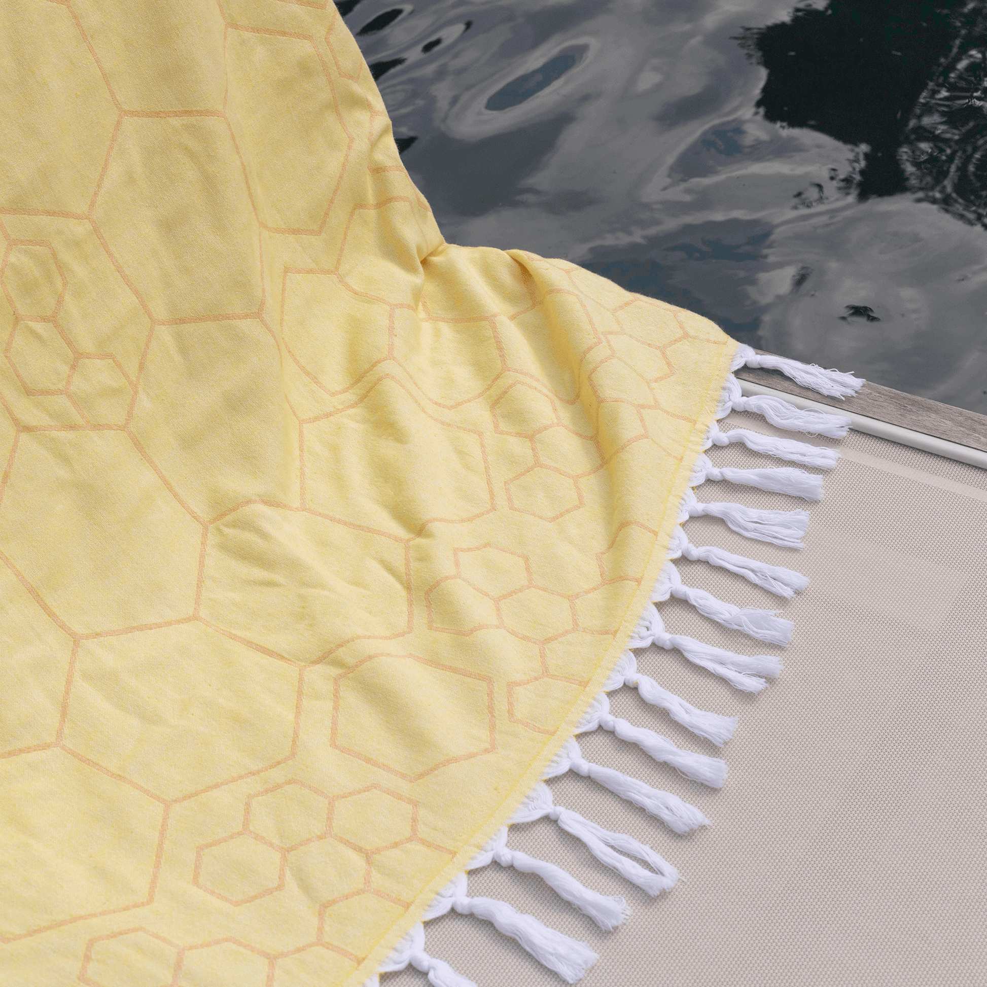 Everyday Luxury Turkish Body Towel in Yellow & Orange Honeycomb